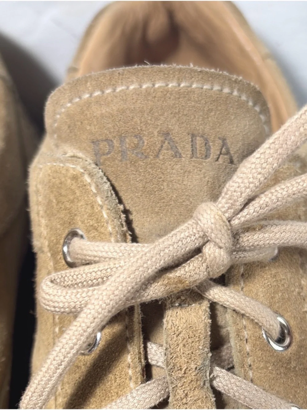 Prada Men's Suede Lace-Up shoes in camel - Picture 7 of 9